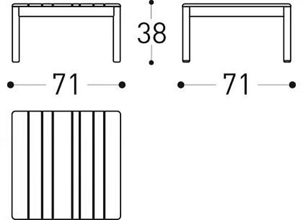 Table d'appoint carrée en teck Barcode VARASCHIN 2185, 2186 usine VARASCHIN de l'Italie. Foto №11