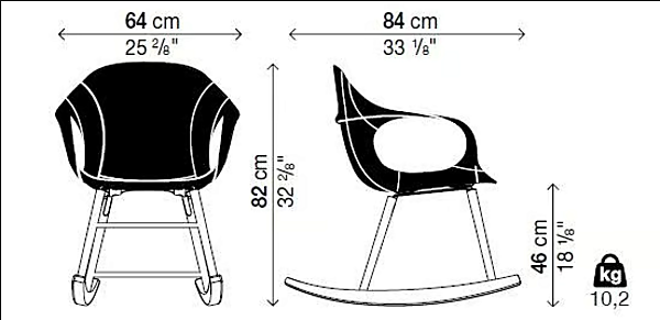 Chaise berçante en cuir tanné avec accoudoirs Kristalia Elephant Rocking usine Kristalia de l'Italie. Foto №4
