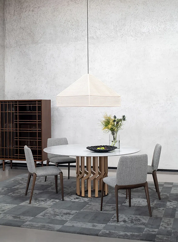 Table ronde en frêne avec plateau en marbre Intreccio Potocco 950 TC Fix 950/TC-FIX usine POTOCCO de l'Italie. Foto №3