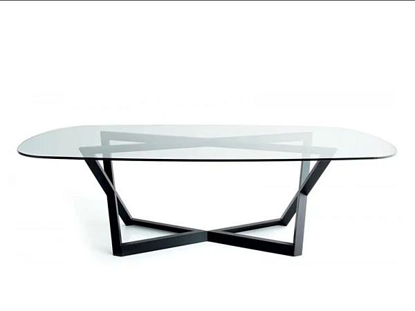 Table ovale en chêne avec plateau en cristal BROSS BRIDGET 3027 usine BROSS de l'Italie. Foto №1
