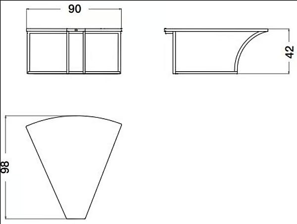 Table basse triangulaire en bois et métal Blue Moon CPRN HOMOOD B145 usine CPRN HOMOOD de l'Italie. Foto №2