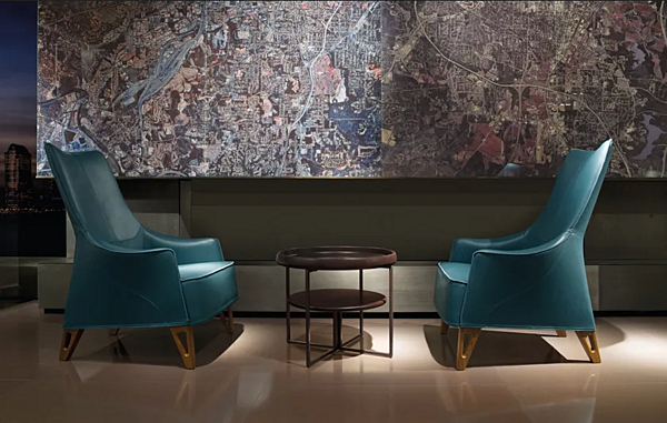 Fauteuil en cuir avec accoudoirs Mobius GIORGETTI usine GIORGETTI de l'Italie. Foto №3