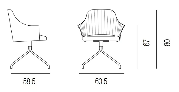 Chaise pivotante en cuir rembourrée avec accoudoirs BROSS BREAK 1643 usine BROSS de l'Italie. Foto №4