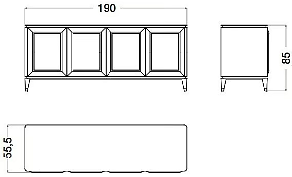 Buffet en bois plaqué avec portes Blue Moon CPRN HOMOOD B125 usine CPRN HOMOOD de l'Italie. Foto №2