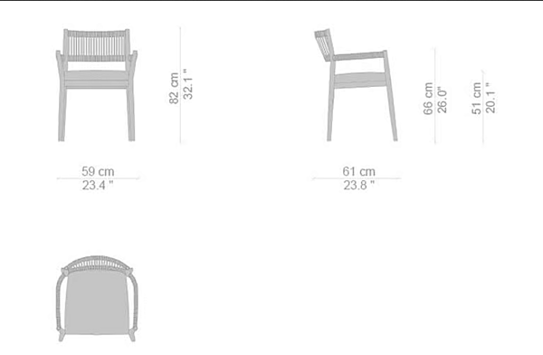 Chaise de jardin en teck avec accoudoirs CASSINA Dine Out usine CASSINA de l'Italie. Foto №8