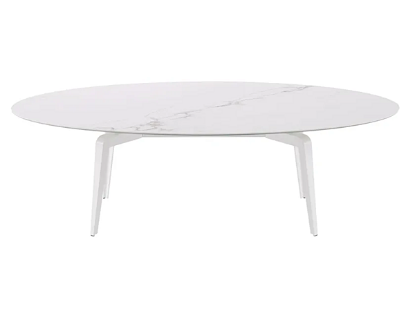 Table à manger ovale en grès cérame effet marbre Odessa LIGNE ROSET 0M50FN5N-0M50FN5W usine LIGNE ROSET de l'Italie. Foto №2