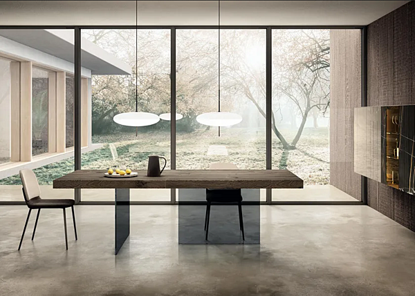Table rectangulaire en bois et verre AIR LAGO 2170W 2170W usine LAGO de l'Italie. Foto №4