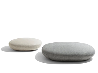 Pouf en tissu avec housse amovible Galet GIORGETTI 52550, 52551, 52552