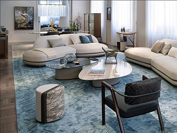 Pouf rond en tissu Summa GIORGETTI 54090 usine GIORGETTI de l'Italie. Foto №4
