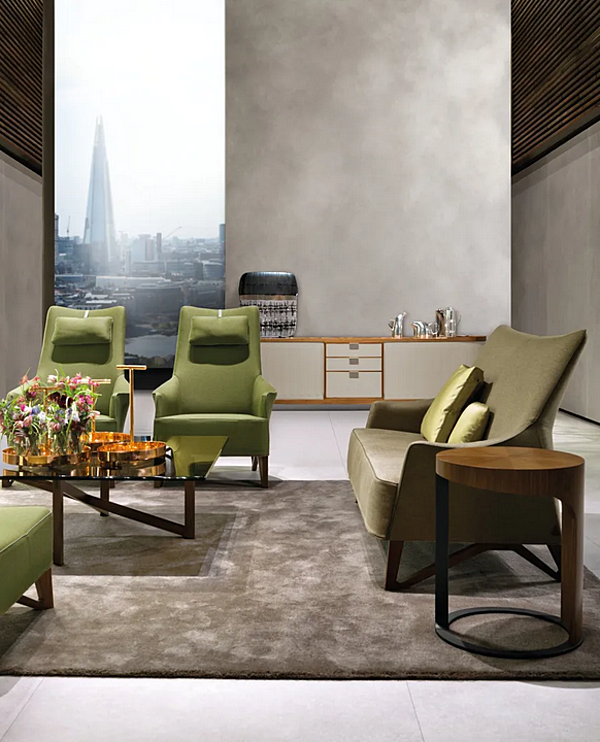 Fauteuil en cuir tanné avec repose-tête Mobius GIORGETTI usine GIORGETTI de l'Italie. Foto №6