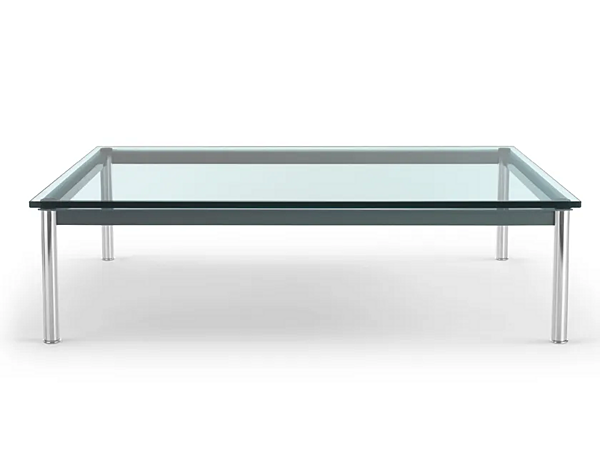Table basse rectangulaire en verre et acier CASSINA 10 Table en tube basse 010 usine CASSINA de l'Italie. Foto №1