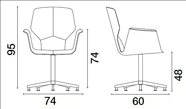 Chaise de bureau pivotante en cuir avec accoudoirs et base à 5 branches FASEM Fosca Big FOSCA BIG ABF usine FASEM de l'Italie. Foto №13