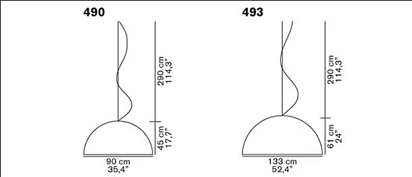 Lampe suspendue en PMMA Sonora 490 493 Oluce usine Oluce de l'Italie. Foto №8
