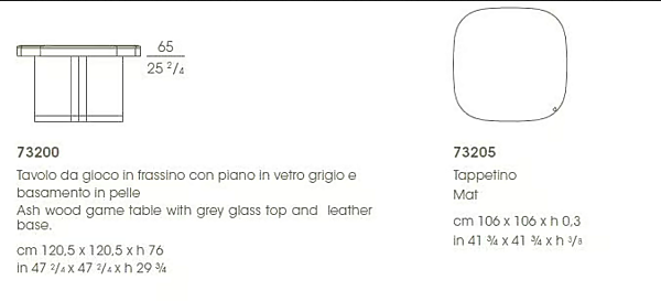 Table de jeu carrée en cuir Flamingo GIORGETTI 73200 usine GIORGETTI de l'Italie. Foto №6