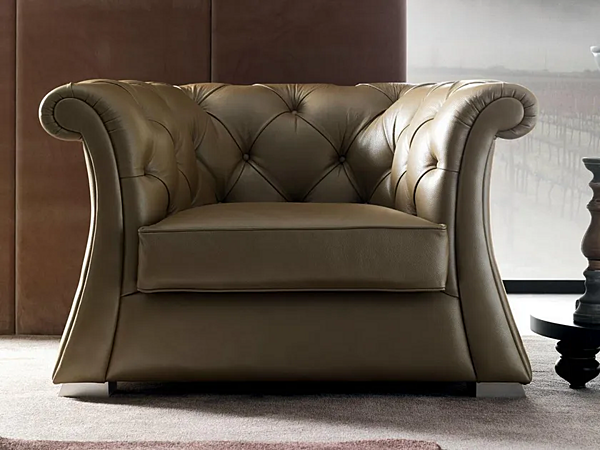 Fauteuil en cuir capitonné Pascal CORTEZARI 689 usine CORTE ZARI de l'Italie. Foto №1