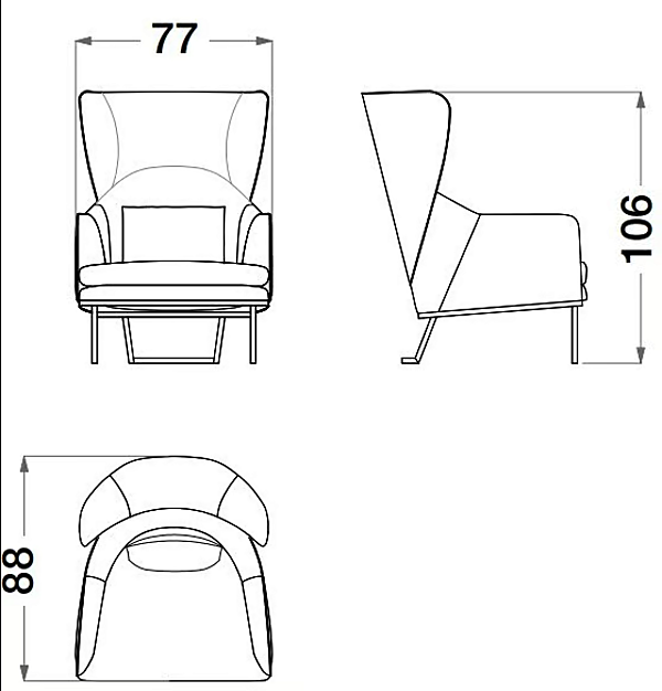 Fauteuil bergère en cuir et tissu Sesto Senso CPRN HOMOOD S575 usine CPRN HOMOOD de l'Italie. Foto №2