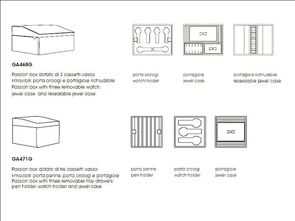 Boîte à bijoux en cuir GIORGETTI Passion Box GA468G, GA469G, GA470G, GA471G usine GIORGETTI de l'Italie. Foto №11