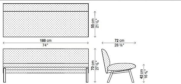 Canapé modulable en tissu avec dossier rembourré Kristalia Tuile System usine Kristalia de l'Italie. Foto №4