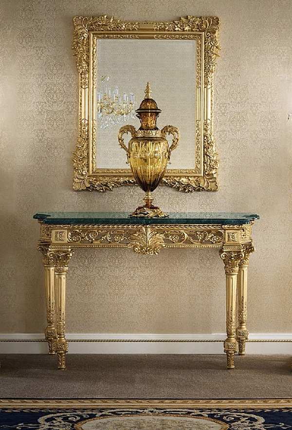 Miroir avec console finition dorée et plateau en marbre Modenese Gastone usine MODENESE GASTONE de l'Italie. Foto №1