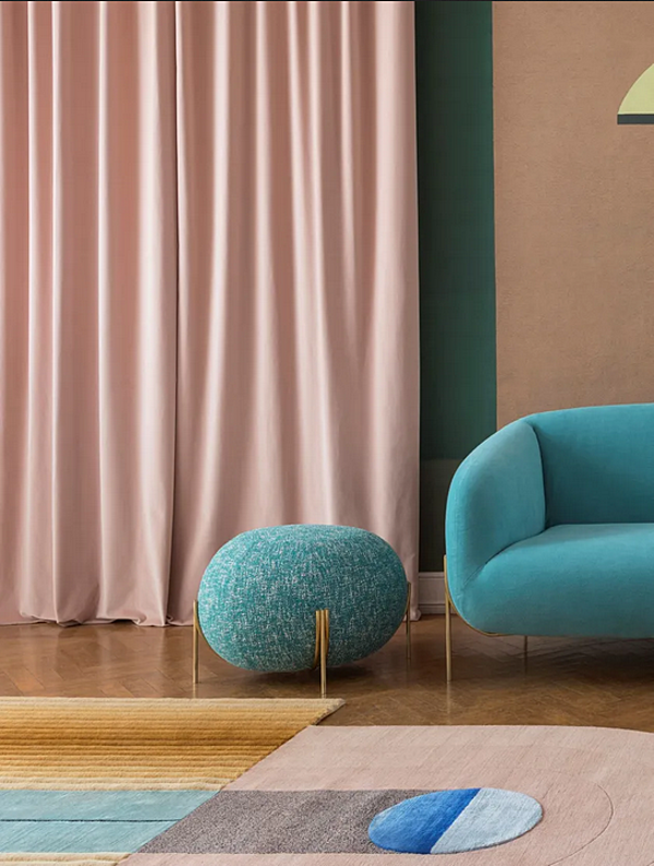 Pouf rond en tissu avec housse amovible Geo Saba usine SABA de l'Italie. Foto №3