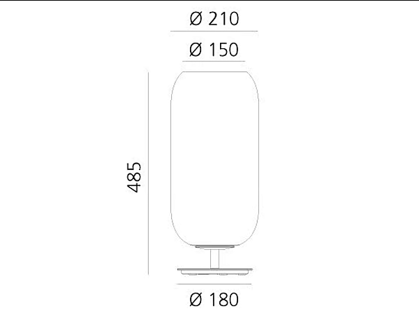 Lampe de table en verre soufflé LED Gople Artemide usine Artemide de l'Italie. Foto №23