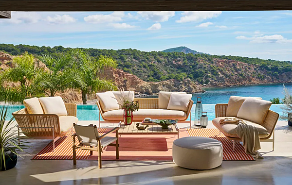 Fauteuil de jardin en tissu avec housse amovible et accoudoirs CASSINA Esosoft Outdoor usine CASSINA de l'Italie. Foto №2