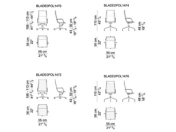 Chaise de direction en cuir avec dossier haut Blade i 4 Mariani usine i 4 Mariani de l'Italie. Foto №9