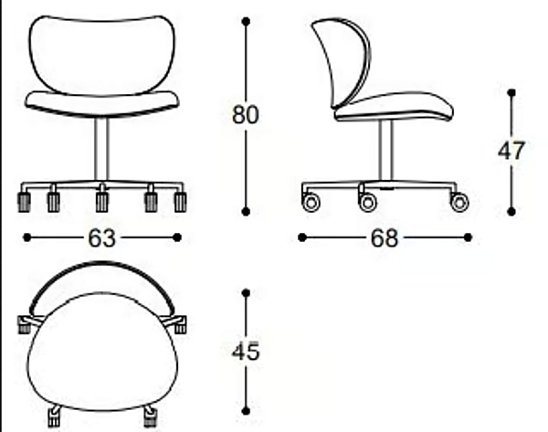 Chaise de bureau en cuir avec roulettes Black Tie Kalida KAL10OFR usine Black Tie de l'Italie. Foto №5