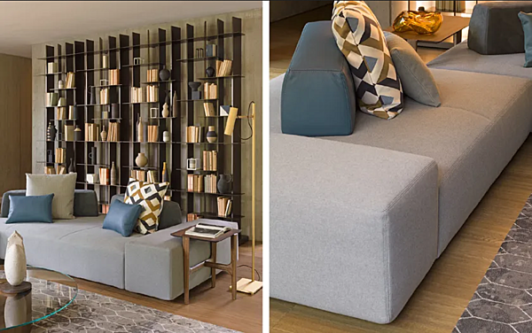 Canapé d'angle en tissu avec coussins rembourrés Flou Softbench usine Flou de l'Italie. Foto №4