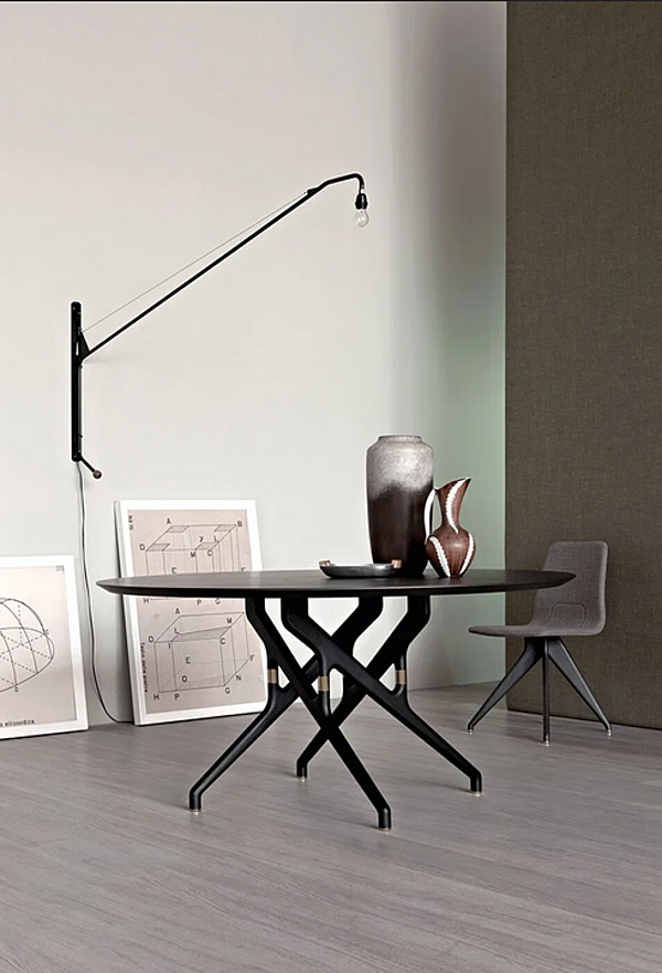 Table à manger ronde en bois et verre Torso 837 T4 Potocco 837/T4 usine POTOCCO de l'Italie. Foto №2