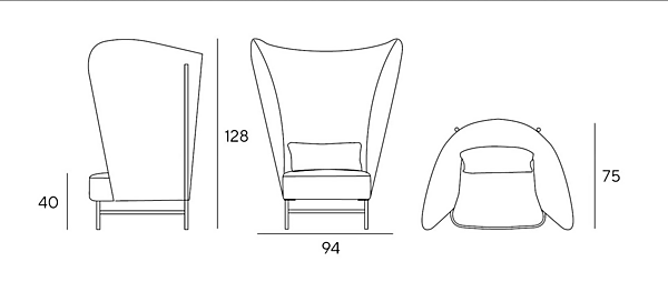 Fauteuil haut en tissu avec accoudoirs Circus Innova Imbottiti usine Innova Imbottiti de l'Italie. Foto №6