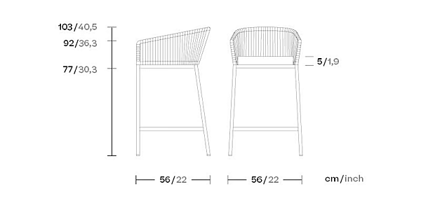 Tabouret haut en aluminium Bitta Kettal usine KETTAL de l'Italie. Foto №6