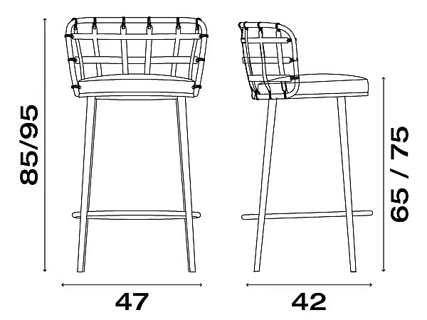 Tabouret en acier avec coussin intégré Lola FASEM usine FASEM de l'Italie. Foto №9