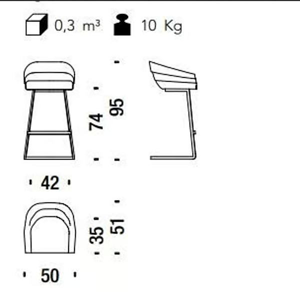 Tabouret haut en polypropylène cantilever Rift Moroso usine Moroso de l'Italie. Foto №9