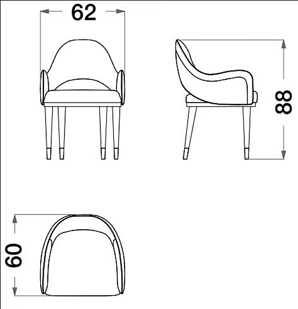 Chaise en cuir et tissu avec accoudoirs Sesto Senso dos ouvert CPRN HOMOOD S514 usine CPRN HOMOOD de l'Italie. Foto №3