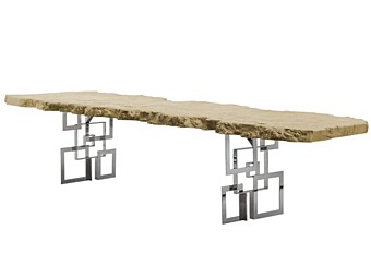 Table rectangulaire en acier et bois Sidney Bizzotto Italia