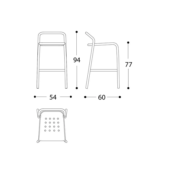 Tabouret de jardin haut empilable en aluminium Noss VARASCHIN 24550/B, 24551/B, 24552/B, 24553/B usine VARASCHIN de l'Italie. Foto №9