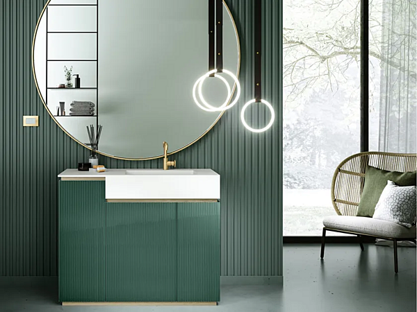 Meuble de salle de bain sur pied en cristal à une section Fusion ARTELINEA AL 601 usine ARTELINEA de l'Italie. Foto №1