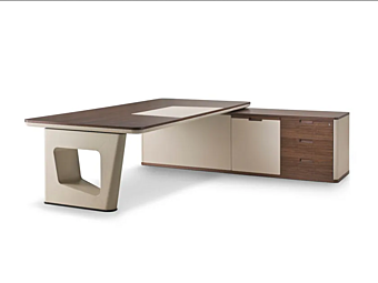 Bureau d'angle en bois et cuir avec tiroirs Avatar I 4 Mariani Bureau d'angle en bois et cuir avec tiroirs Avatar I 4 Mariani usine i 4 Mariani de l'Italie
