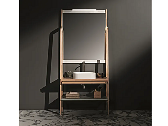 Unité de vanité en frêne sur pied avec miroir Gaia Mobili Unité de vanité en frêne sur pied avec miroir Gaia Mobili usine GAIA de l'Italie