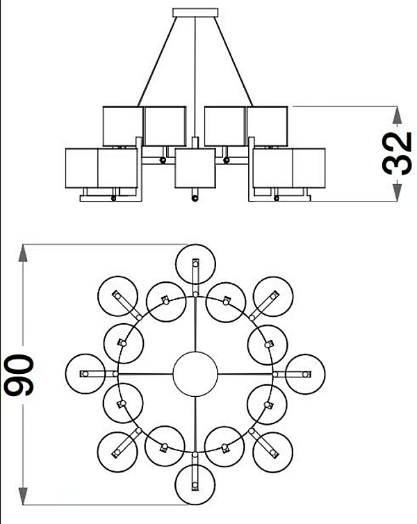 Chandelier en métal Sesto Senso CPRN HOMOOD S586 usine CPRN HOMOOD de l'Italie. Foto №2