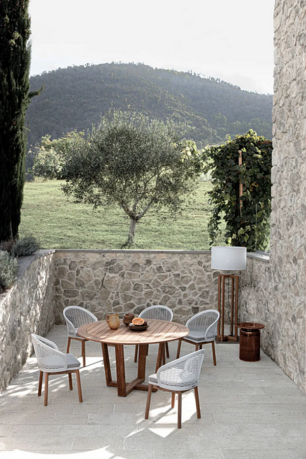 Table de jardin ronde en teck Atmosphera Desert DE.TT. usine ATMOSPHERA de l'Italie. Foto №2