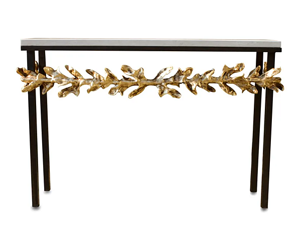 Table console rectangulaire en métal et chêne Abrissi 11083 usine ABRISSI de l'Italie. Foto №1
