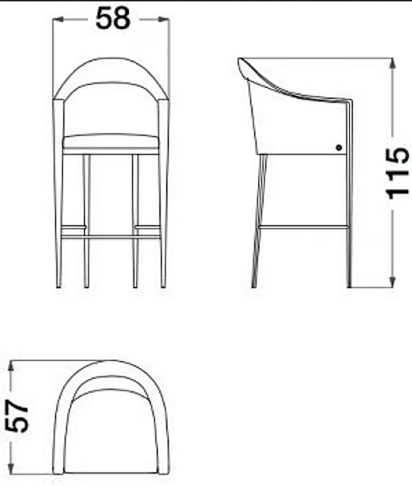 Tabouret en tissu haut et cuir tanné avec accoudoirs CPRN HOMOOD STELLAR ST725 usine CPRN HOMOOD de l'Italie. Foto №2