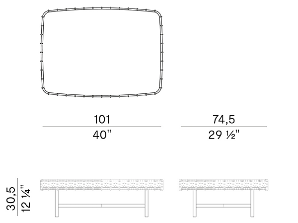 Table basse rectangulaire en corde avec plateau en verre Potocco Ropu 888 TBR 888/TBR usine POTOCCO de l'Italie. Foto №4