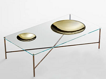 Table basse en cristal rectangulaire Golden Moon Gallotti&Radice Table basse en cristal rectangulaire Golden Moon Gallotti&Radice usine Gallotti & Radice de l'Italie