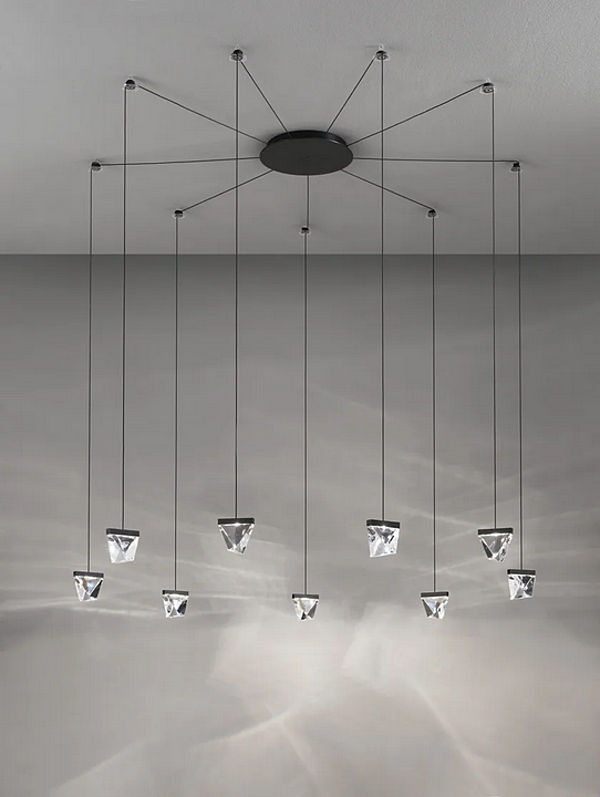 Suspension en cristal LED 9 spots Fabbian Tripla usine Fabbian de l'Italie. Foto №3
