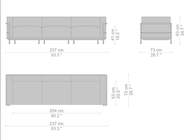Canapé 3 places en tissu CASSINA Grand Confort Grand Modèle D 003 usine CASSINA de l'Italie. Foto №3
