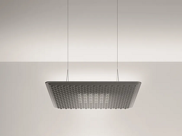 Panneau acoustique suspendu en tissu lampadaire œuf Matrix 800x800 Artemide usine Artemide de l'Italie. Foto №1