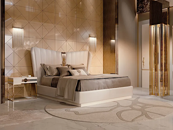 Lit double avec tête de lit rembourrée Bizzotto Italia Symphony usine Bizzotto Italia de l'Italie. Foto №3